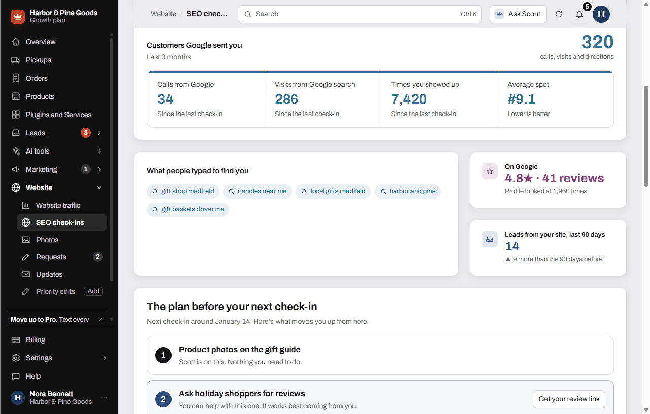 Calls, visits and searches from Google, and the plan before the next check-in